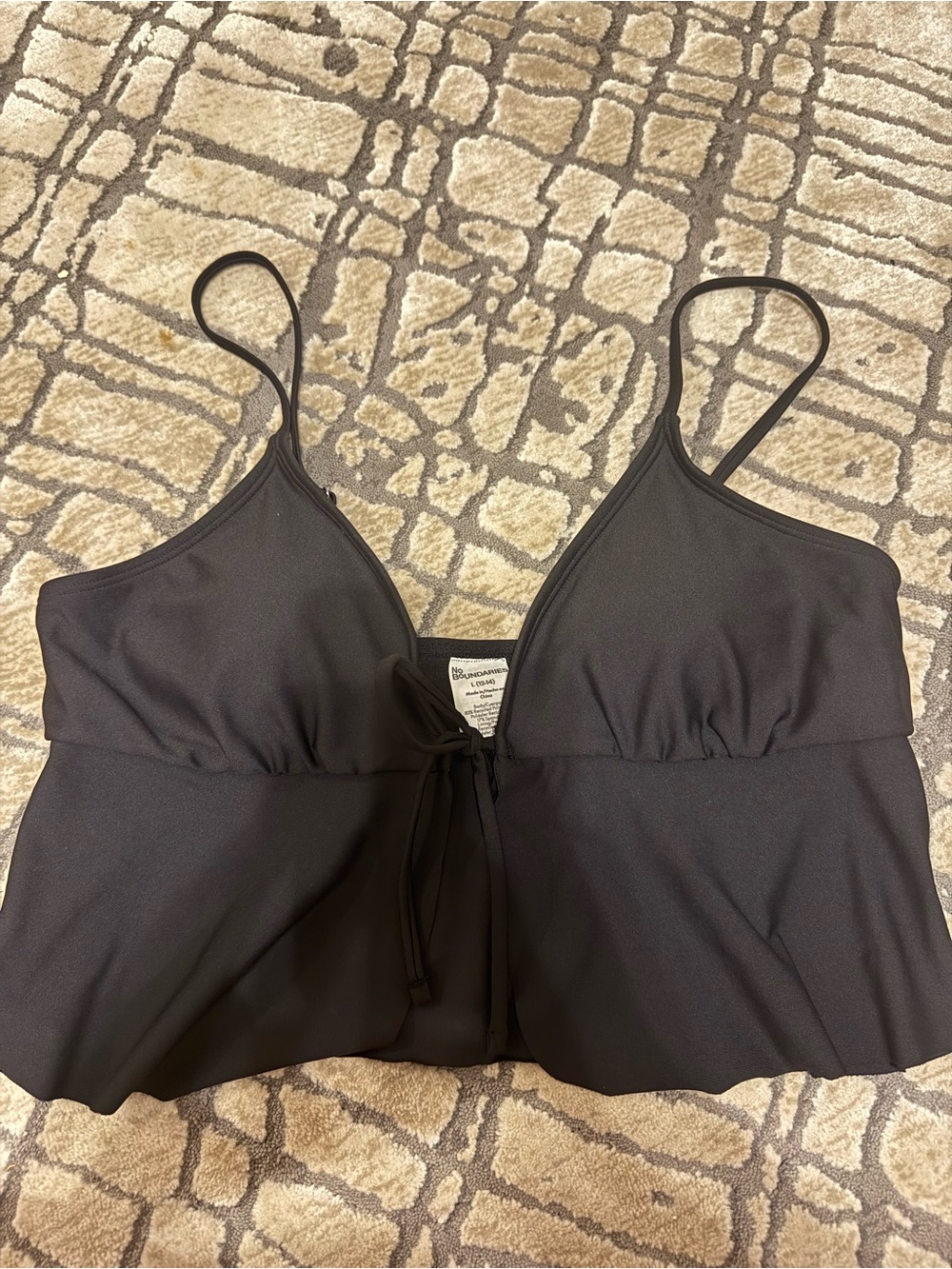 No Boundaries Black Tie-Front Bikini Top